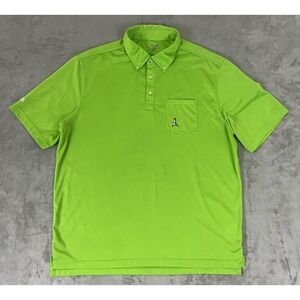 PING Polo Shirt Mens XL Lime Green Button Down Collar Mr PING‎ Pocket Golf Sport